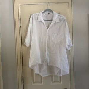 Free People White Gauze Button-Down Shirt